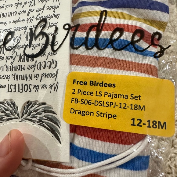 Free birdees 12-18 months 2 piece long sleeve bamboo set - Picture 2 of 3
